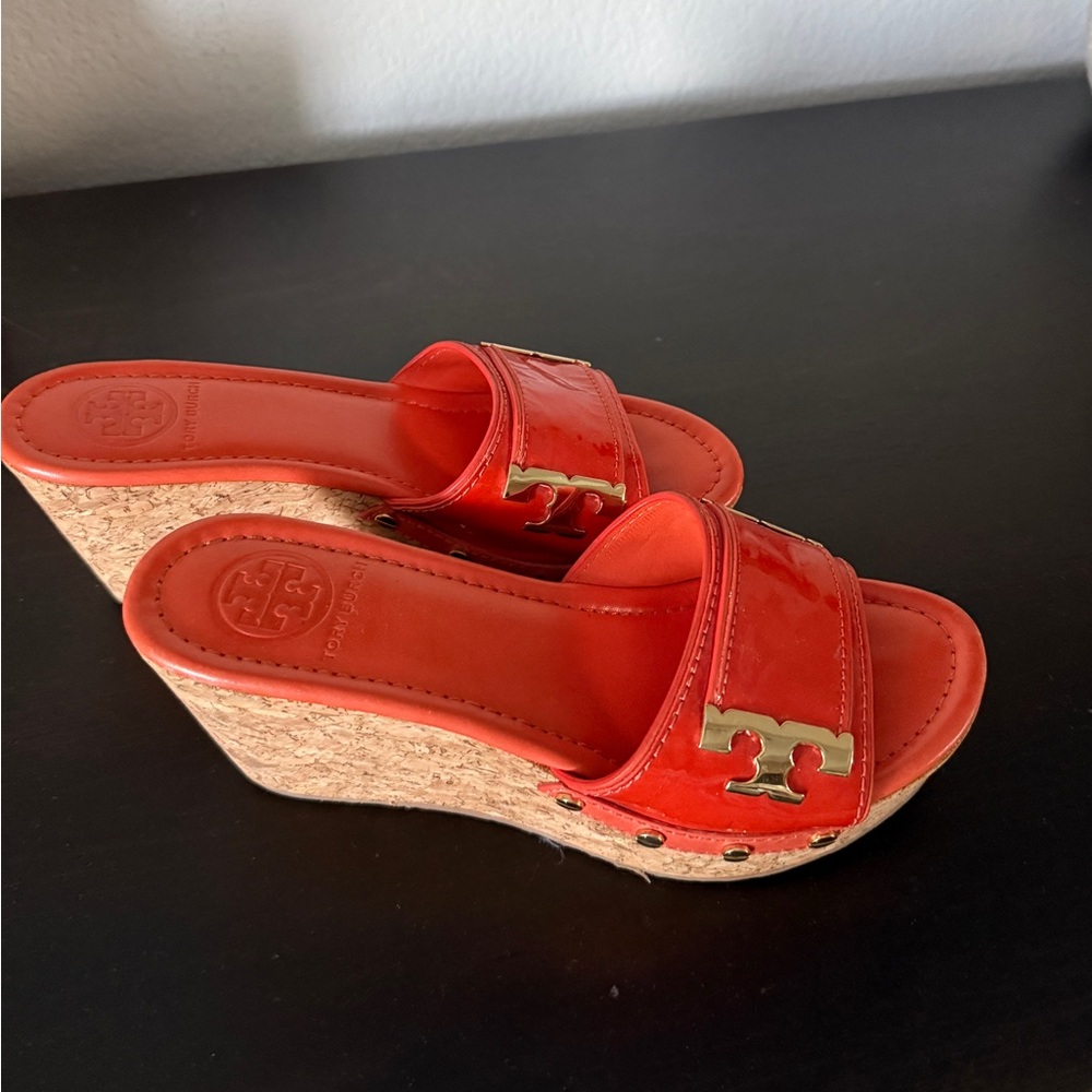 Tory Burch Orange Wedge Heels